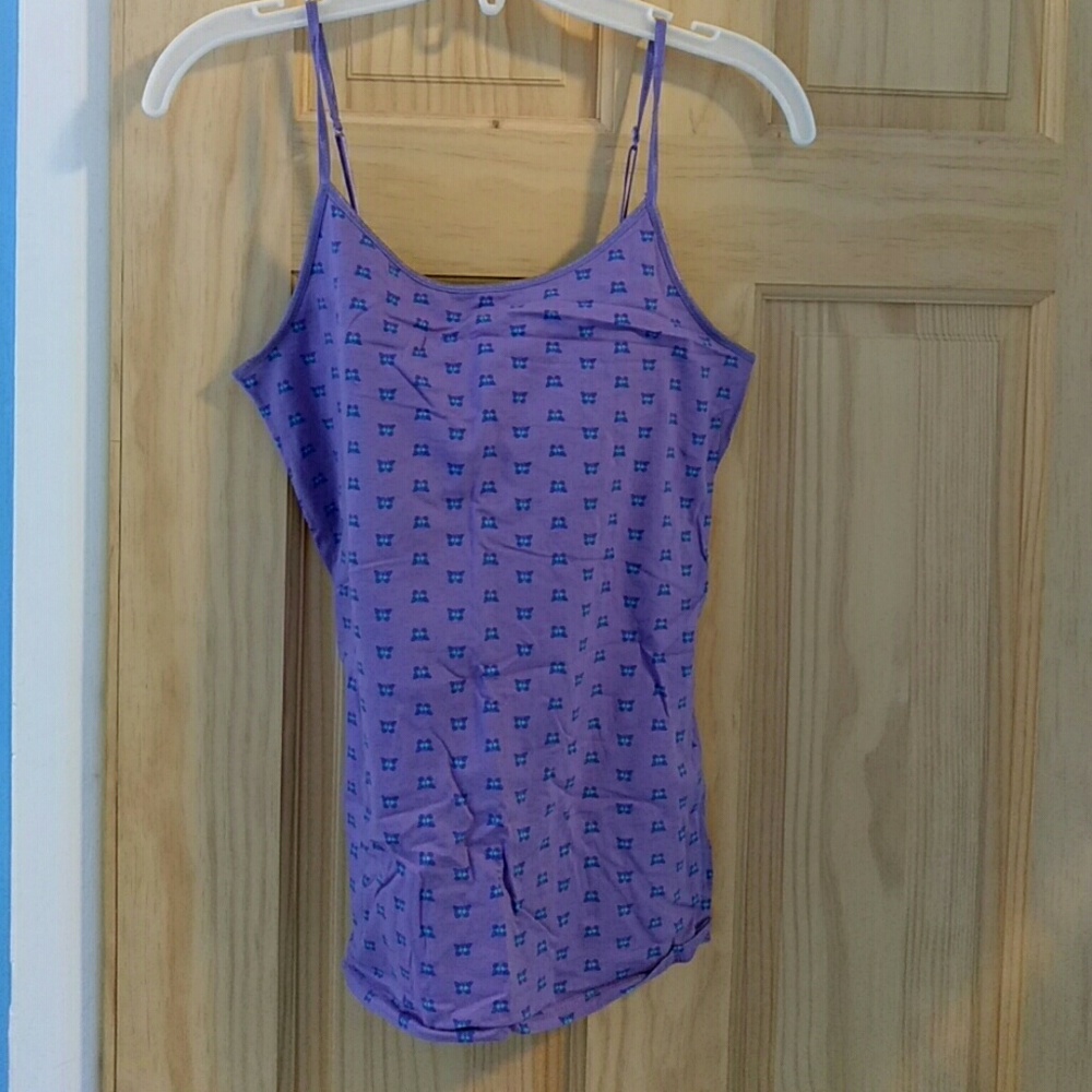 Purple spaghetti strap tank top with butterflies